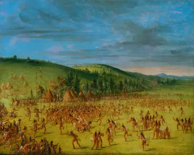 Ball-Play of The Choctaw–Ball Up av George Catlin