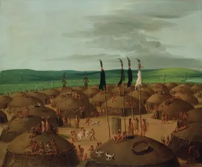 Bird’s-Eye View of The Mandan Village, 1800 Miles Above St. Louis av George Catlin