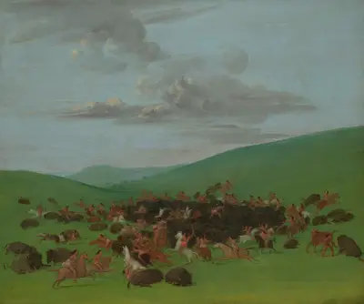 Buffalo Chase, A Surround by the Hidatsa av George Catlin