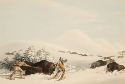 Büffeljagd auf Schneeschuhen von George Catlin