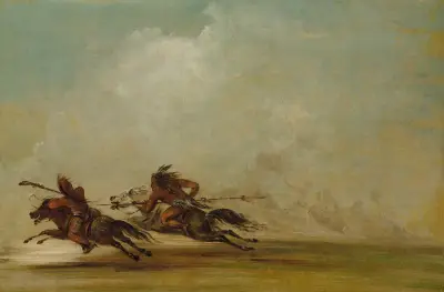 Comanche Warrior Lancing An Osage, At Full Speed av George Catlin