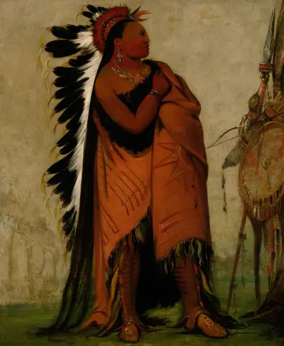 Eé-Hee-A-Duck-Cée-A, He Who Ties His Hair Before av George Catlin