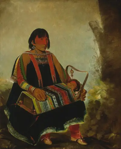 Jú-Ah-Kís-Gaw, Woman With Her Child In a Cradle av George Catlin