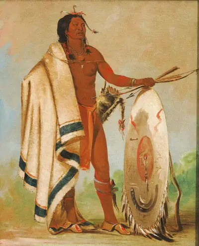 Kotz-A-Tó-Ah, Smoked Shield, a Distinguished Warrior av George Catlin