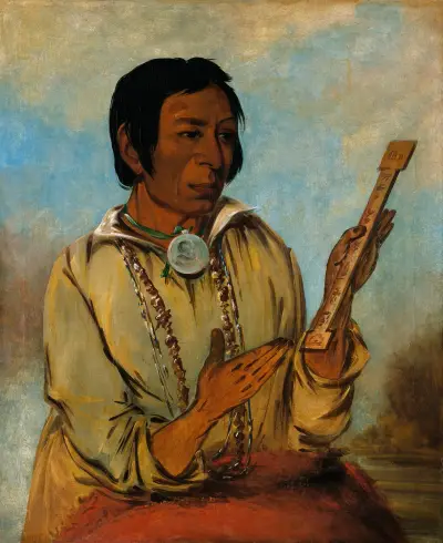 Ma-Shée-Na, Elk’s Horns, a Subchief av George Catlin