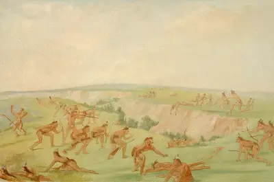 Mandan Attacking A Party Of Arikara av George Catlin