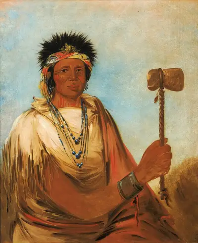 Men-Són-Se-Ah, Vänster Hand, en krigare av George Catlin