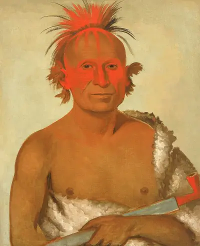 Lilla Stabbshövdingen, den yngre, en av Black Hawks krigare av George Catlin