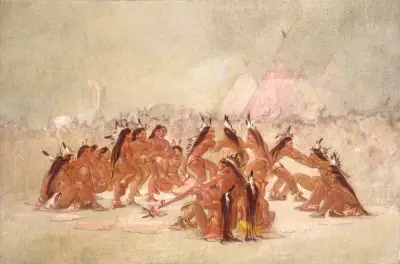 Rörflöjt dans, Assiniboine av George Catlin