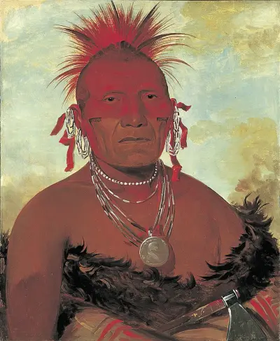 Shón-ka-ki-he-ga, Horse Chief, Grand Pawnee Head Chief av George Catlin
