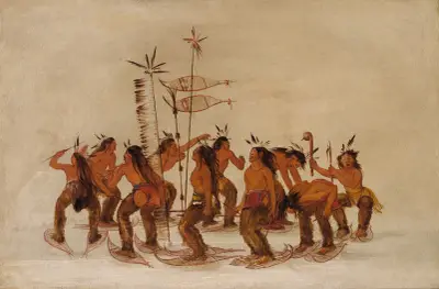 Snöskodans vid första snöfallet av George Catlin