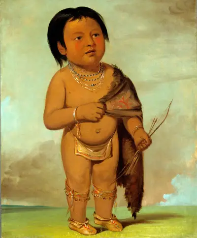 Tcha-Aés-Ka-Ding, Grandson of Buffalo Bull’s Back Fat av George Catlin
