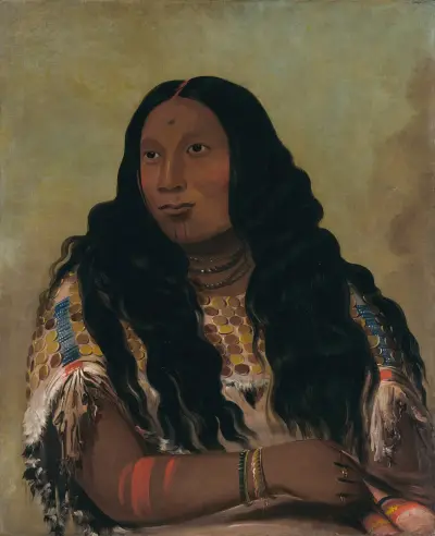 Tchón-Su-Móns-Ka, Sand Bar, Wife of The Trader François Chardon av George Catlin