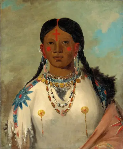 Tís-Se-Wóo-Na-Tís, hon som badar sina knän, hövdingens hustru av George Catlin