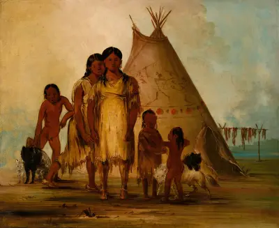 Två comancheflickor av George Catlin