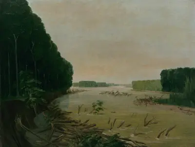 View On The Missouri, Alluvial Banks Falling In, 600 Miles Above St. Louis av George Catlin