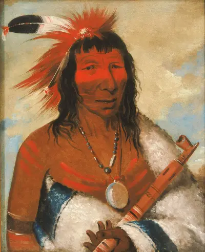 Wá-Nah-De-Túnk-Ah, Big Eagle (Or Black Dog), Chief of The O-Hah-Kas-Ka-Toh-Y-An-Te Band av George Catlin