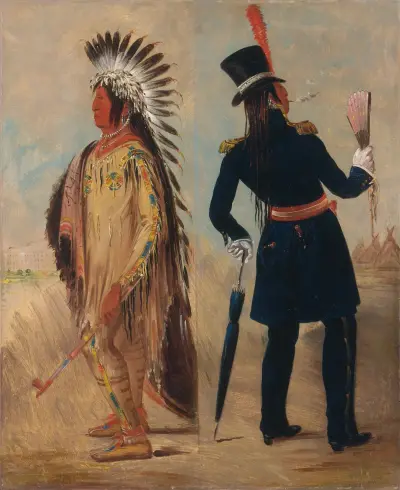 Wi-Jún-Jon, Pigeon’s Egg Head (The Light) på väg till och återvändande från Washington av George Catlin