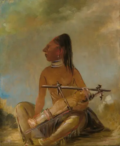 Kvinna och barn, som visar hur barns huvuden plattas till av George Catlin