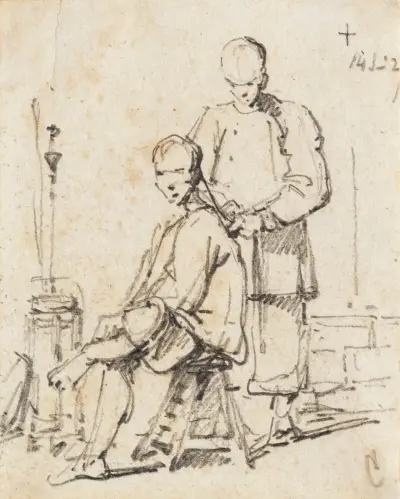 En kinesisk barberare av George Chinnery