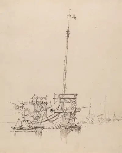 A Chinese Junk av George Chinnery