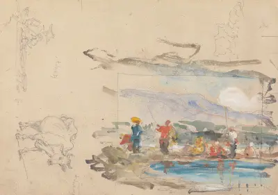 A Pool with Figures von George Chinnery