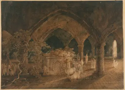 An Indian Tomb av George Chinnery
