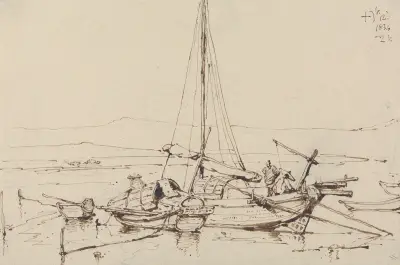 Chinese Boats av George Chinnery