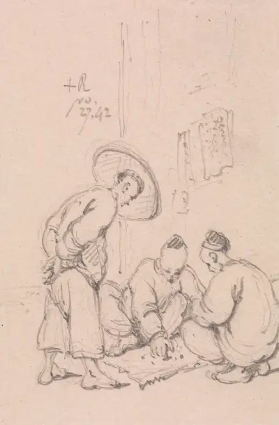 Gamblers Playing Dice av George Chinnery