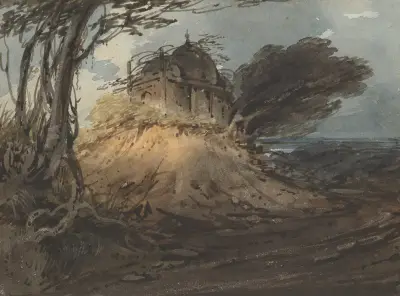 Indiskt tempel av George Chinnery