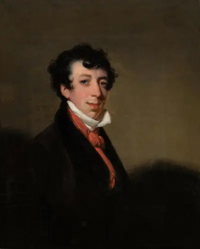 Porträtt av en gentleman i brun rock och röd kravatt av George Chinnery