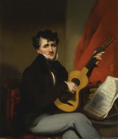 Portrait of a Man Playing a Guitar av George Chinnery