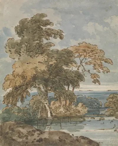 Trees by a River av George Chinnery