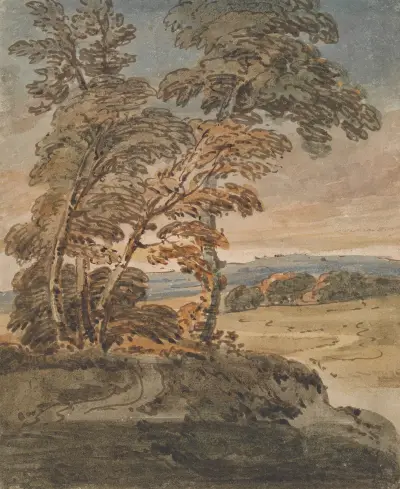 Trees on a Hillside Path av George Chinnery