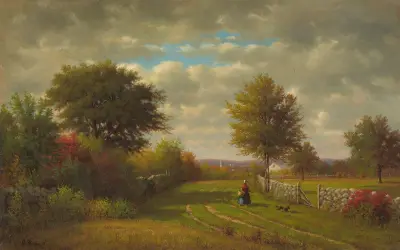På väg till marknaden av George Inness