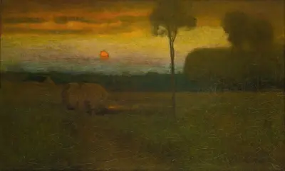 Landskap (Kvällslandskap) av George Inness