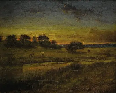 Betesmark i gryningen av George Inness