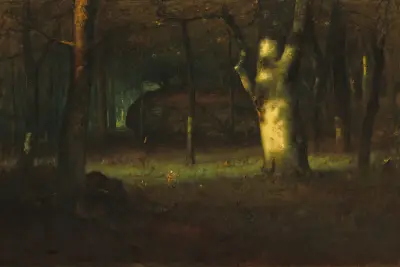 Solnedgång i skogen av George Inness