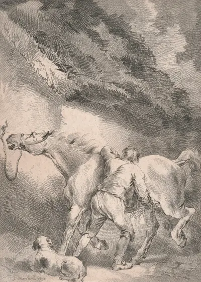 Groom rubbing down a horse von George Morland