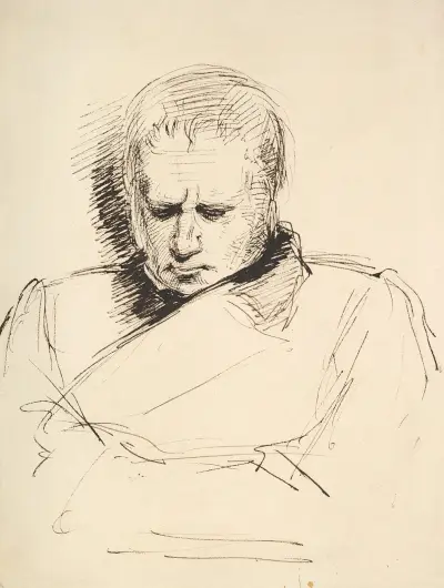 Studie av en man som blickar ner av George Richmond