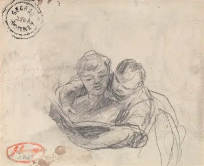 Par som läser en bok av George Romney