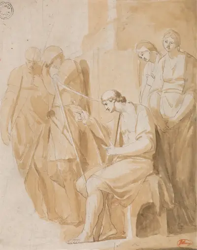 David spelar harpa av George Romney