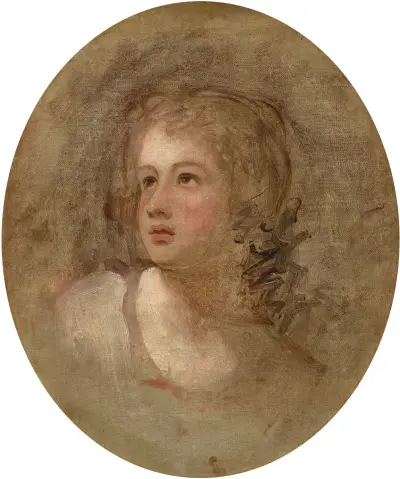 Huvudstudie av en ung flicka av George Romney