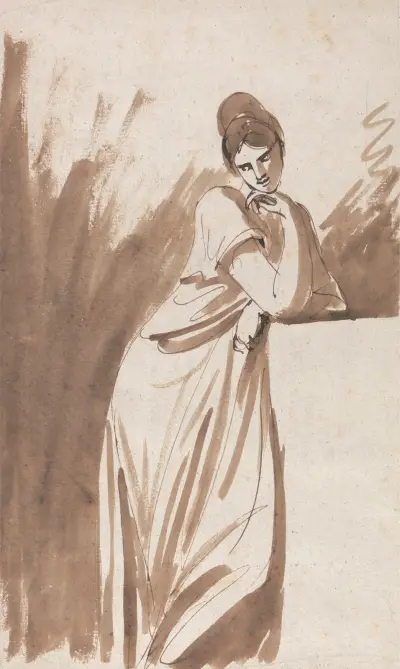 Dáma opírající se o sloup, George Romney