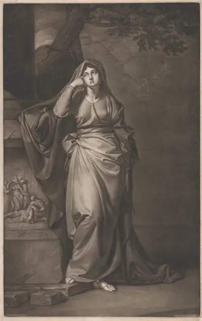 Mrs. Yates as ‘Melancholy’ in ‘Il Penseroso’ von George Romney