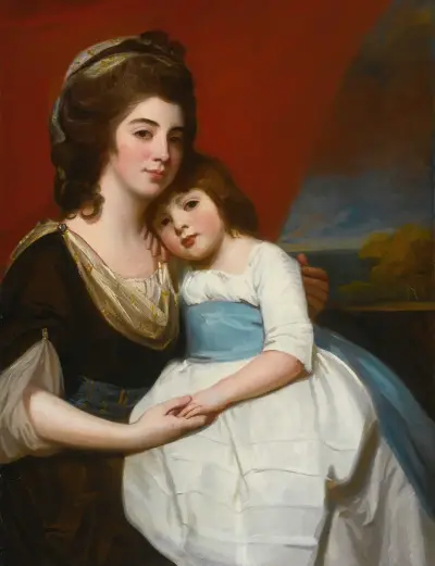 Portrait Of Lady Georgiana Smyth (Circa 1757-1799) And Her Son von George Romney