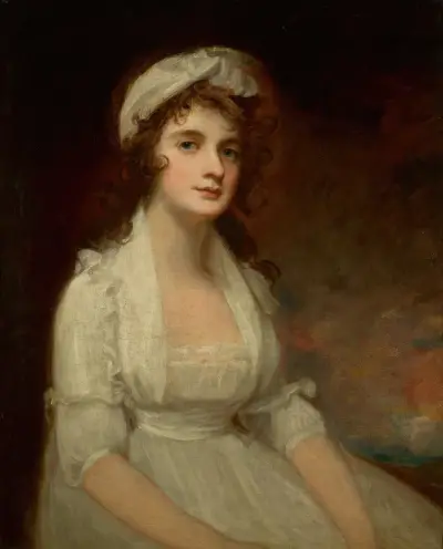 Portrait Of Miss Elizabeth Tighe (1774 -1857), Half-Length, Wearing A White Dress av George Romney
