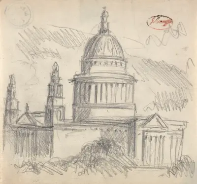 Möjligen Saint Paul's, London av George Romney
