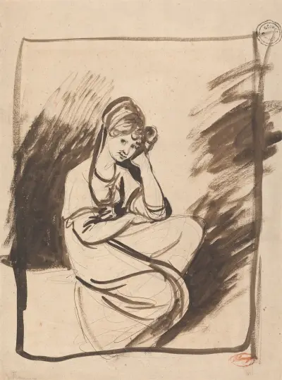 Skiss till porträtt av en dam av George Romney