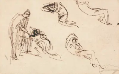 Standing Figure and Four Reclining Figures von George Romney